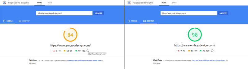 Google Page Speed Scores