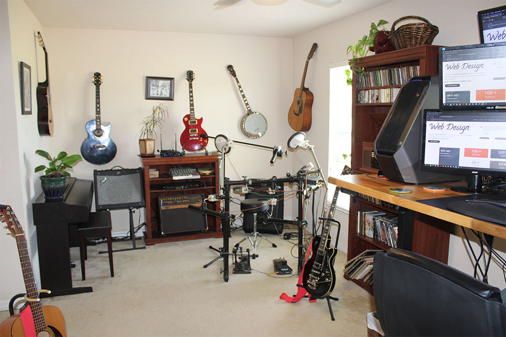 The music side of my office.