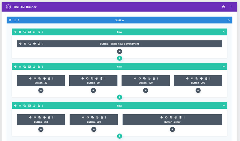 The Divi builder backend